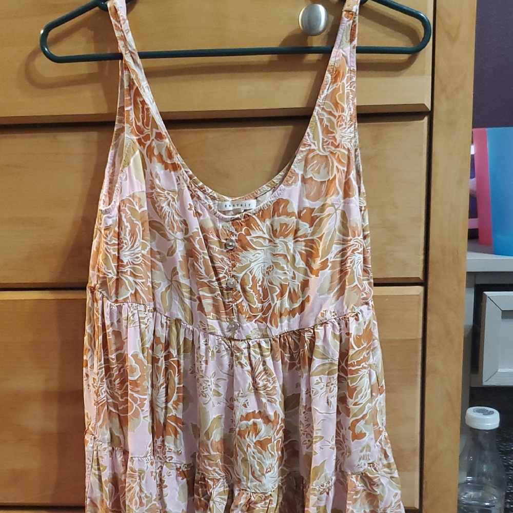 Floral Pink and Orange Sleeveless Romper